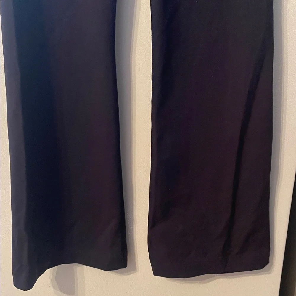 Lululemon Black Yoga Wide Leg‎ Pants with Blue Patterned Waistband 31” Inseam